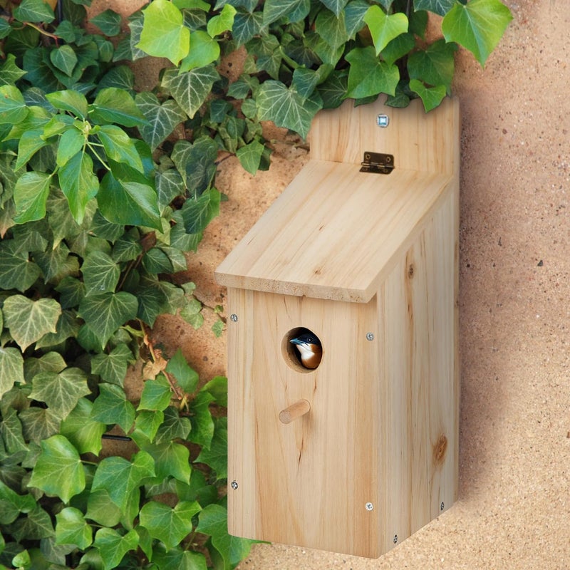 Relaxdays Nesting Box Construction Kit for Birds, 32 mm Entrance Hole, HBT: 29.5 x 11.5 x 17 cm, Bird House to Build Yourself, Wood, Natural - Image 2