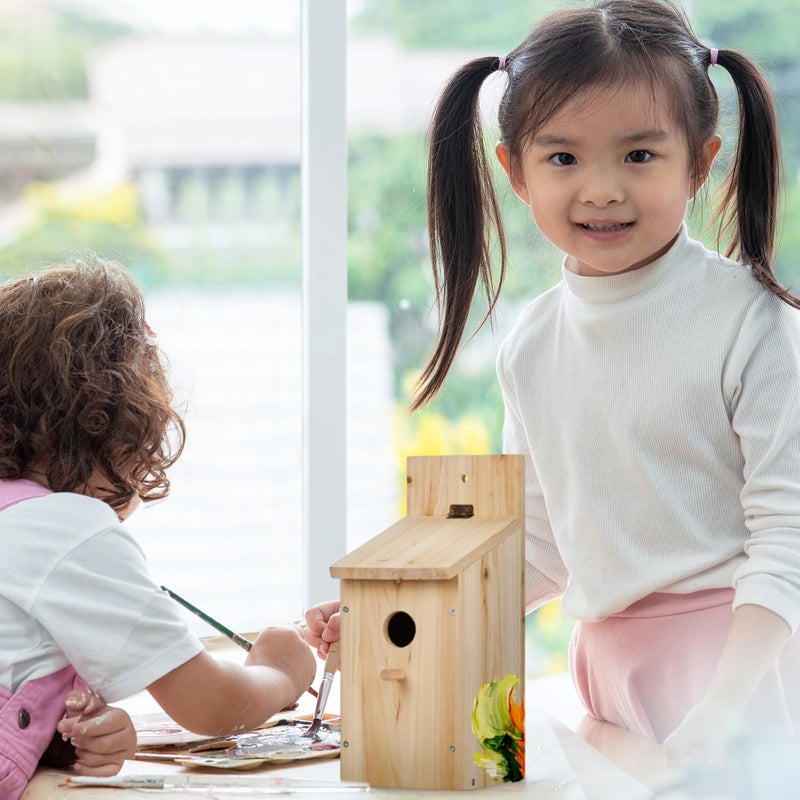 Relaxdays Nesting Box Construction Kit for Birds, 32 mm Entrance Hole, HBT: 29.5 x 11.5 x 17 cm, Bird House to Build Yourself, Wood, Natural - Image 3