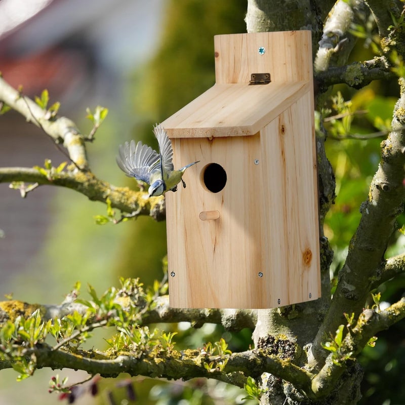 Relaxdays Nesting Box Construction Kit for Birds, 32 mm Entrance Hole, HBT: 29.5 x 11.5 x 17 cm, Bird House to Build Yourself, Wood, Natural - Image 5