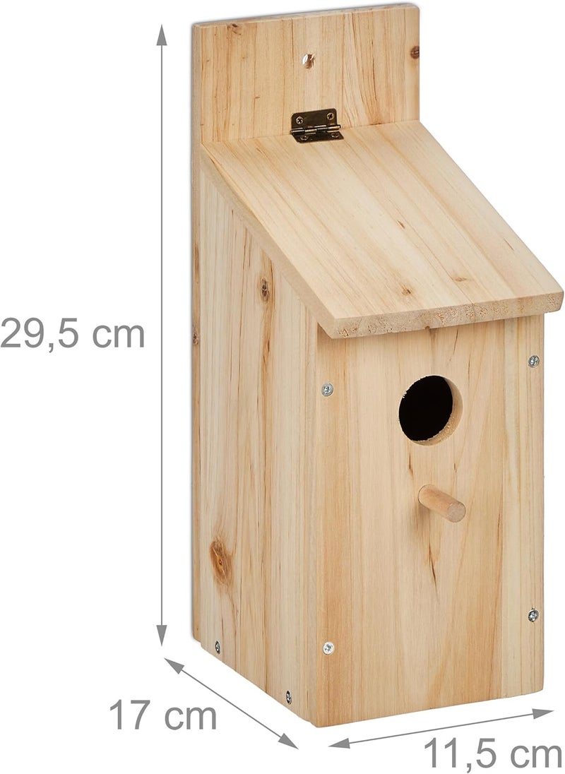 Relaxdays Nesting Box Construction Kit for Birds, 32 mm Entrance Hole, HBT: 29.5 x 11.5 x 17 cm, Bird House to Build Yourself, Wood, Natural - Image 4