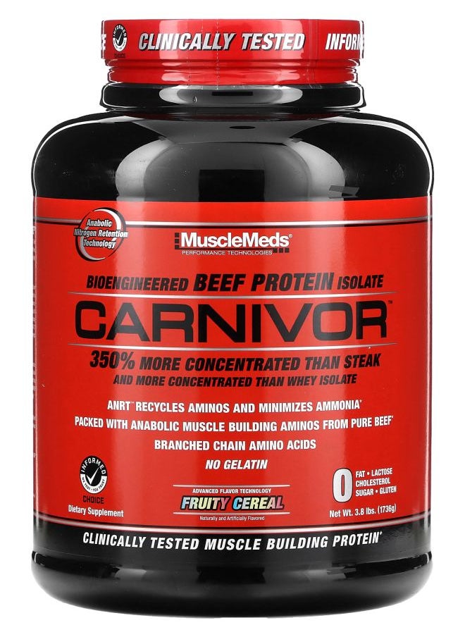 MUSCLEMEDS Carnivor Bioengineered Beef Protein Isolate Fruity Cereal 3.8 lbs (1736 g) 