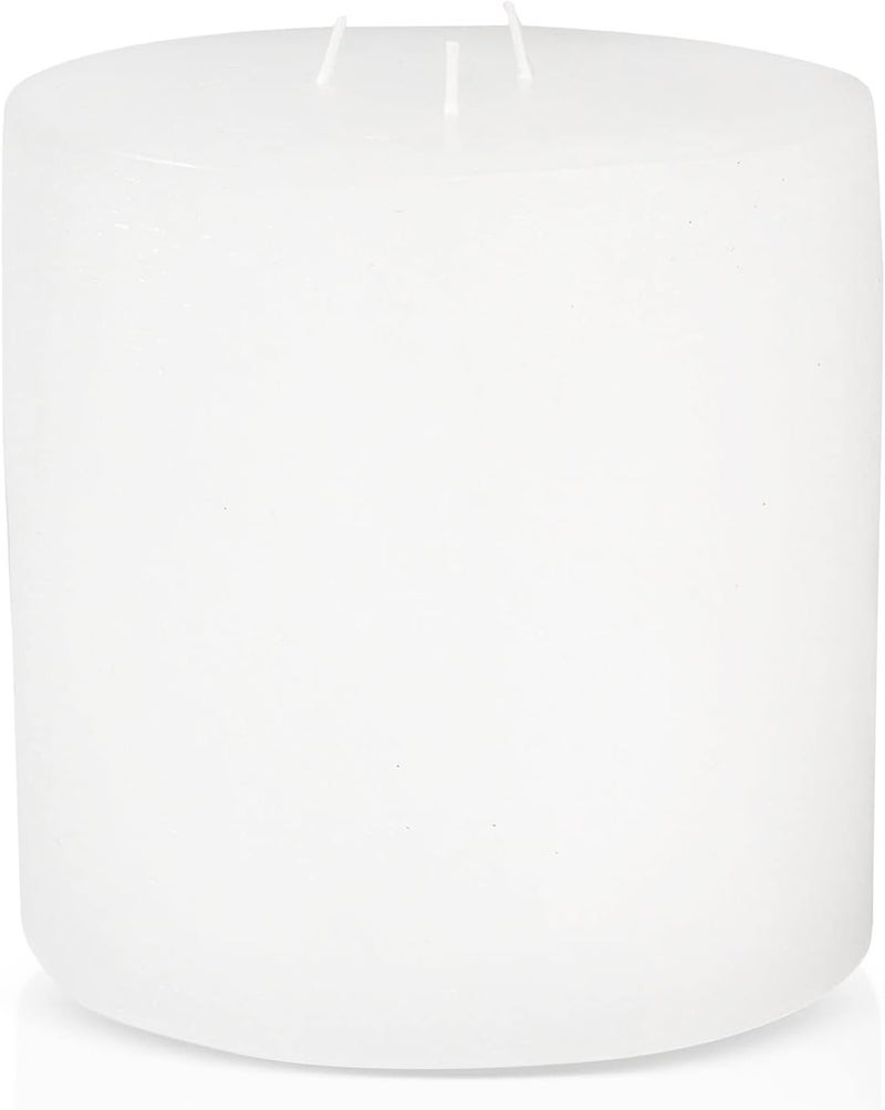 bask Large Mottled Pillar Candles - Unscented - 6-Inch Diameter for Extra-Wide Holders - 3-Wick Candles for Home and Events - White - Image 1