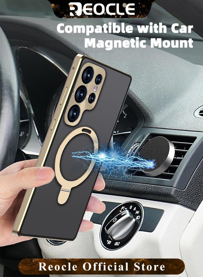 REOCLE Magnetic Phone Case Phone Cover Double-Sided Protection Metal Frame Phone Case with Invisible Magsafe Bracket for Samsung S23 S22 Ultra - Image 2