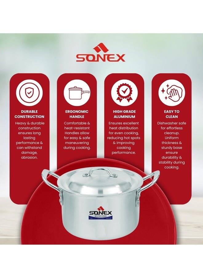 SONEX وعاء طهي سونيكس، أساسيات المطبخ المتعددة الاستخدامات، مقبض من الفولاذ المقاوم للصدأ لراحة قوية، سُمك ثقيل، سهل التنظيف، تشطيب معدني عالي الجودة، بناء متين يدوم طويلاً، (38.5 سم و 24 لتر) - Image 3