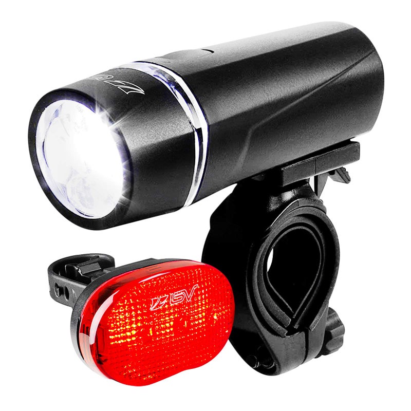 BV Bicycle Light Set Super Bright 5 LED Headlight, 3 LED Taillight, Quick-Release, Bike Lights for Night Riding - Image 1