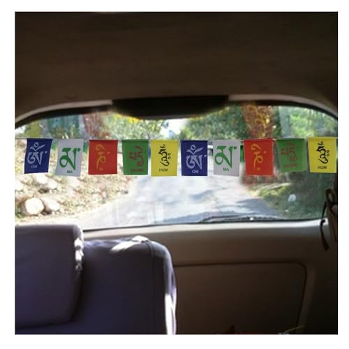 PANCIKAA Tibetan Prayer Flag for Car | Peace Mantra Leh Ladakh Flag For Car | Home Decoration Wall Hanging Decor Buddha Om Mani Padme Hum (4.5Ft. Multicolor) - Image 2
