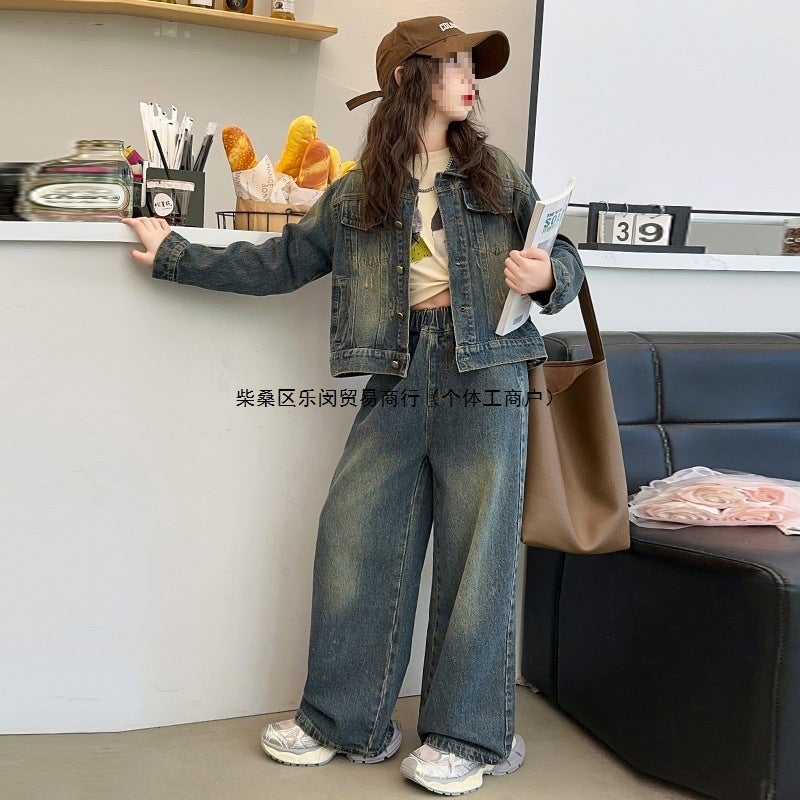 New Girls' Denim Coat New Autumn Suit Children'S Women'S Wear Girls Autumn Top - Image 2
