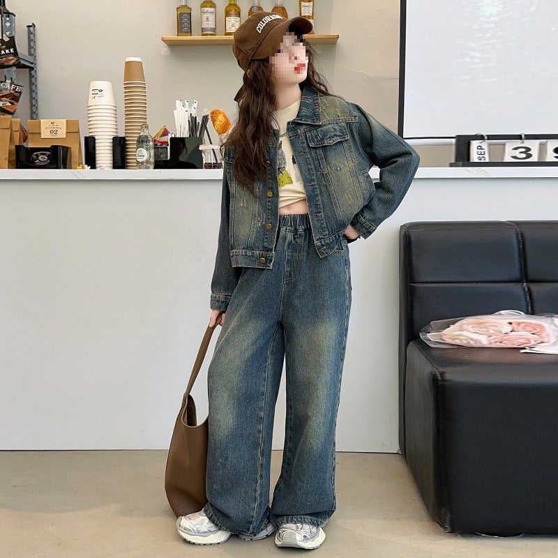 New Girls' Denim Coat New Autumn Suit Children'S Women'S Wear Girls Autumn Top - Image 4