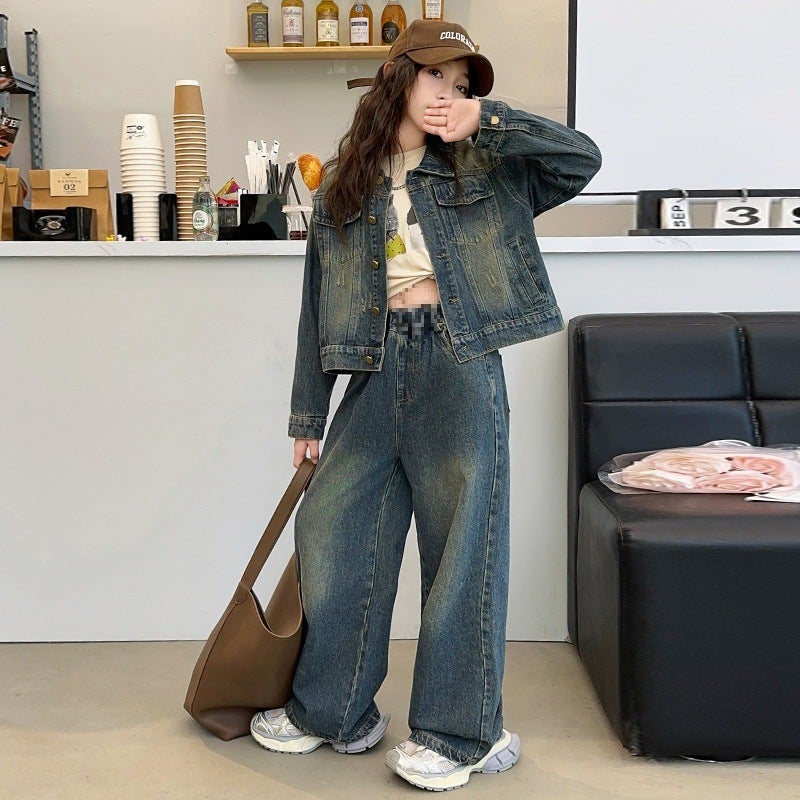 New Girls' Denim Coat New Autumn Suit Children'S Women'S Wear Girls Autumn Top - Image 5