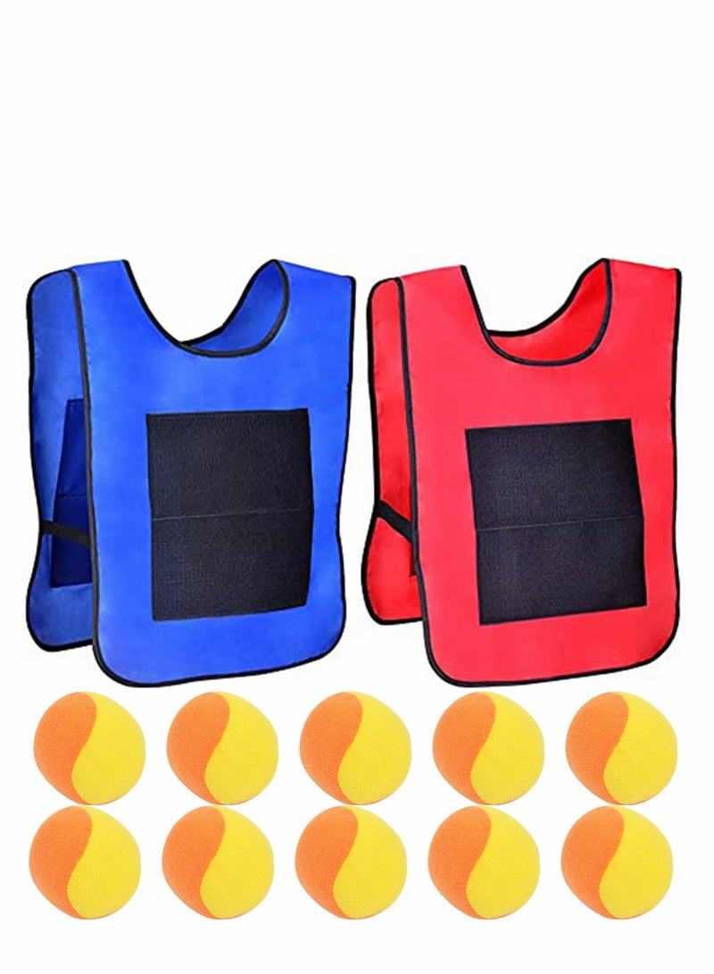 Excefore Dodgeball Game Set, 2 Sticky Target Vests with 10 Cotton Balls Throwing Parent-Child Interaction Playground Games Toy for Indoor Outdoor - Image 1