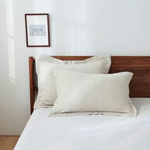 Simple&Opulence SimpleOpulence 100 Linen Pillow Case Queen Size Set of 2 Linen Pillow Covers with Overlap Closure Luxury Breathable Pillowcases Protectors Suitable for AllSeason 20 X 26 Linen - Image 1
