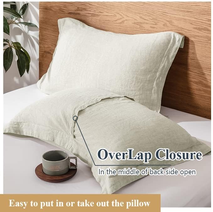 Simple&Opulence SimpleOpulence 100 Linen Pillow Case Queen Size Set of 2 Linen Pillow Covers with Overlap Closure Luxury Breathable Pillowcases Protectors Suitable for AllSeason 20 X 26 Linen - Image 3