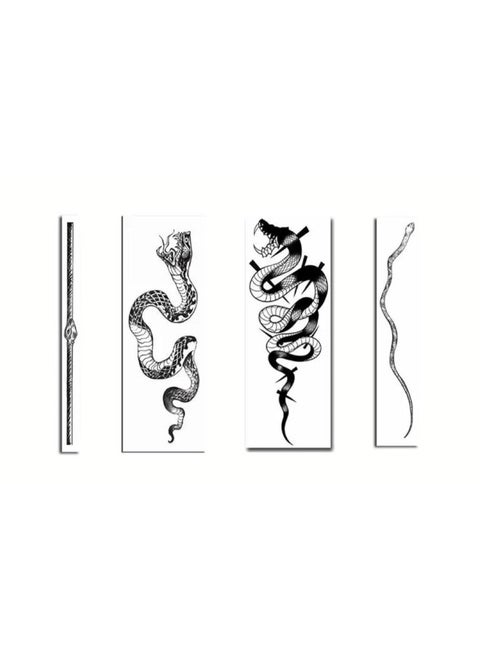 4 Sheet Yeahgoshong Black Snake Temporary Tattoos For Men Women Neck Arm Body Art Waterproof Fake Tattoo Stickers Flash Decals