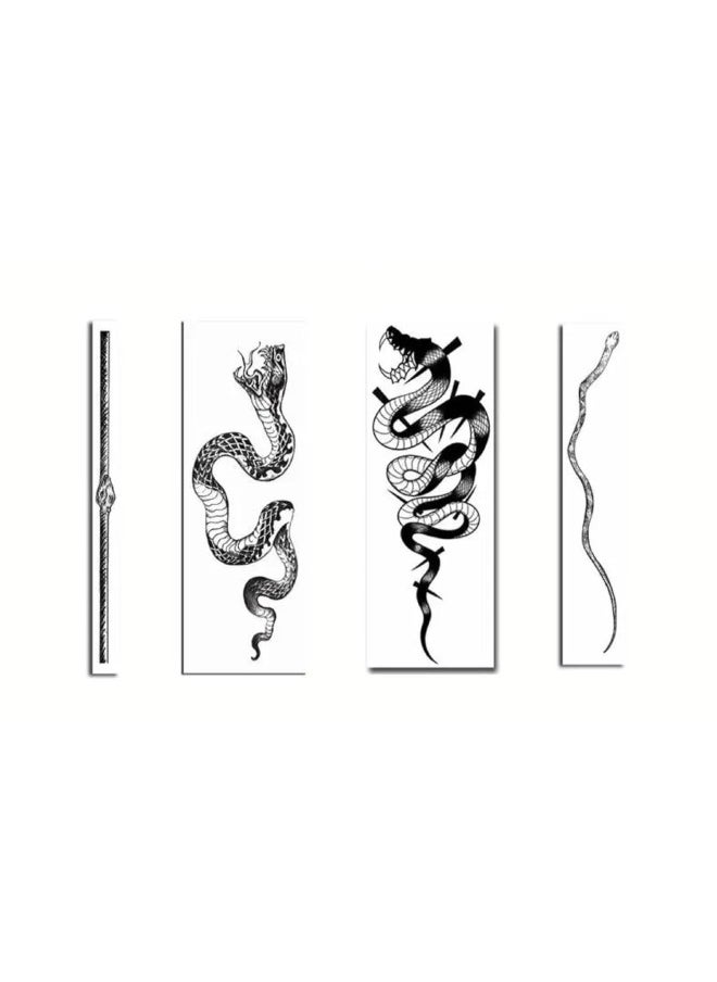 4 Sheet Yeahgoshong Black Snake Temporary Tattoos For Men Women Neck Arm Body Art Waterproof Fake Tattoo Stickers Flash Decals