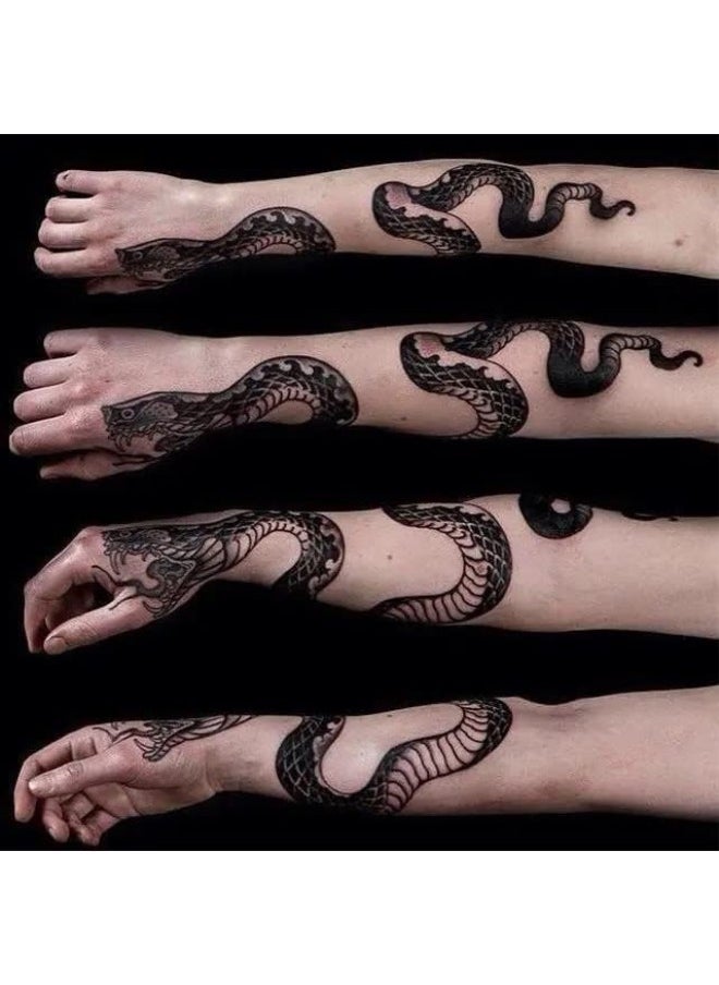 4 Sheet Yeahgoshong Black Snake Temporary Tattoos For Men Women Neck Arm Body Art Waterproof Fake Tattoo Stickers Flash Decals