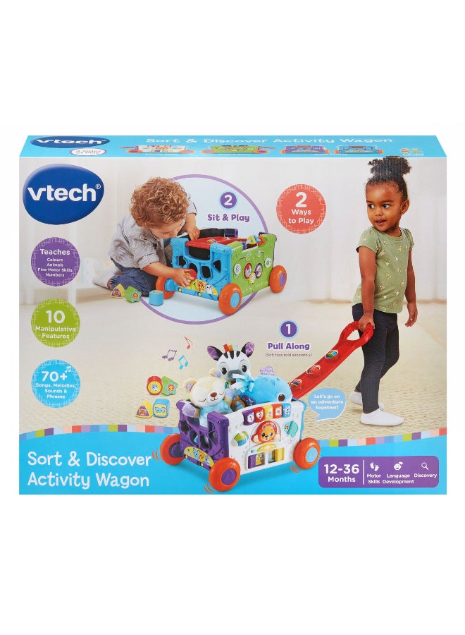 vtech Sort & Discover Activity Wagon Multicolour | Load up and get ready to roll with four sides of play including an activity panel | Suitable ages 12m + up - Image 3