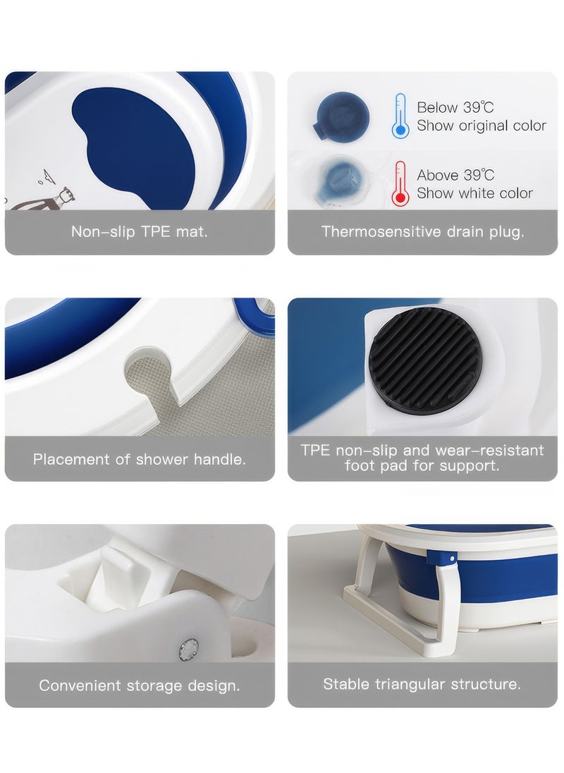 RENOVO - Royal Foldable Bathtub Portable Baby Bath Tub for Toddler Collapsible Foldable  Safe Non-Slip Bathtub For kids, Blue - Image 1