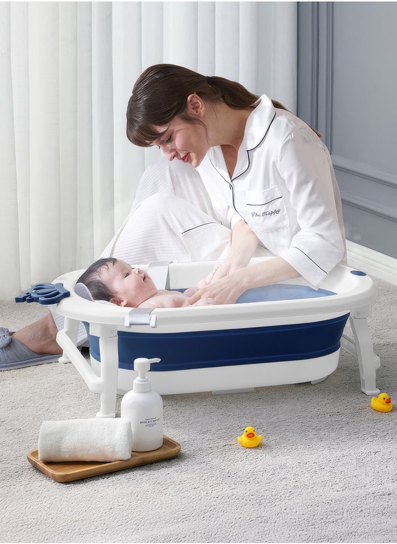 RENOVO - Royal Foldable Bathtub Portable Baby Bath Tub for Toddler Collapsible Foldable  Safe Non-Slip Bathtub For kids, Blue - Image 1
