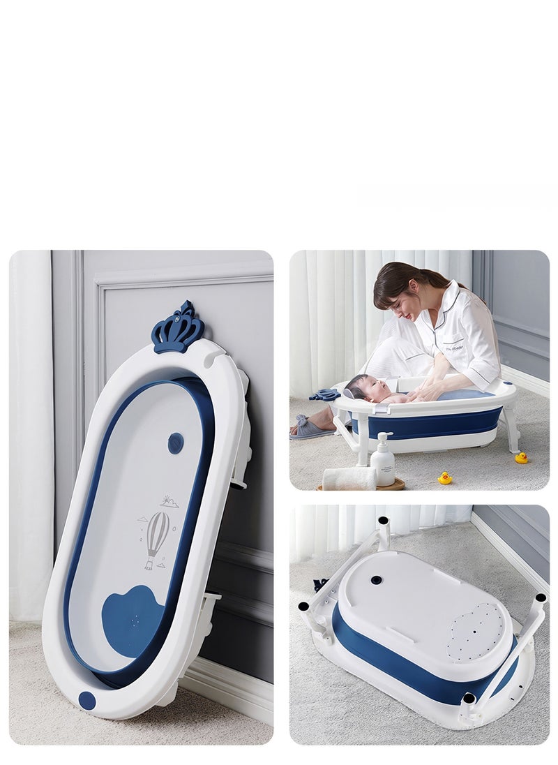 RENOVO - Royal Foldable Bathtub Portable Baby Bath Tub for Toddler Collapsible Foldable  Safe Non-Slip Bathtub For kids, Blue - Image 1