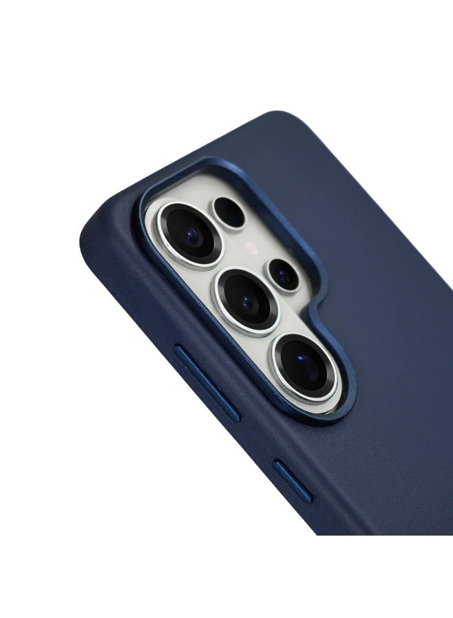 A-Case Caspian Vegan Leather Case for Samsung Galaxy S26 Ultra Slim Lightweight Protective Cover Soft Leather Texture Protective Phone Case – Blue - Image 4