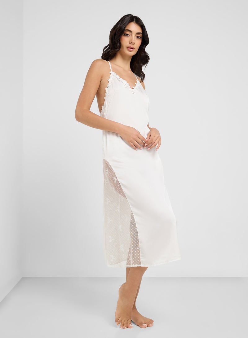 ELLA Night Slip Dress With Lace Trims  - Image 4