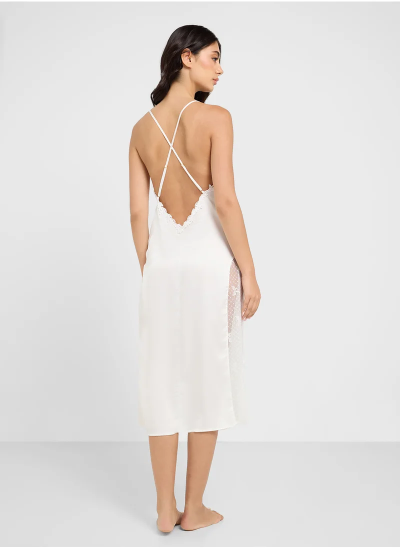 ايلا Night Slip Dress With Lace Trims