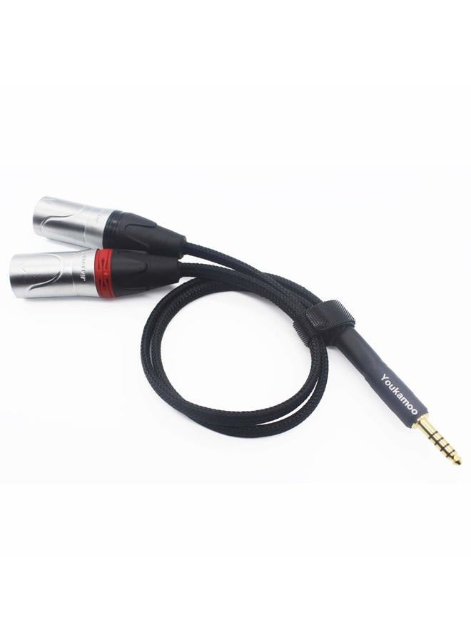 Youkamoo 4.4mm to Dual XLR Male Balanced Headphone Audio Adapter Cable 1 FT, 4.4mm to XLR Balanced Adapter Cable - Image 1
