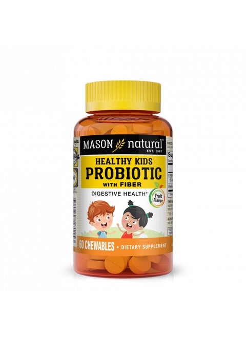 MASON NATURAL Healthy Kids Probiotic with Fiber - Healthy Digestive Function, Improved Gut Health, 60 Chewables