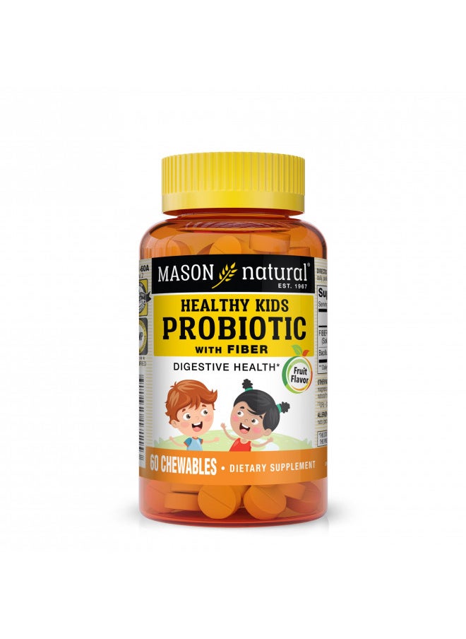 MASON NATURAL Healthy Kids Probiotic with Fiber - Healthy Digestive Function, Improved Gut Health, 60 Chewables