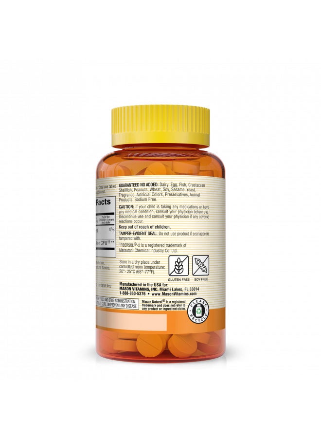 MASON NATURAL Healthy Kids Probiotic with Fiber - Healthy Digestive Function, Improved Gut Health, 60 Chewables