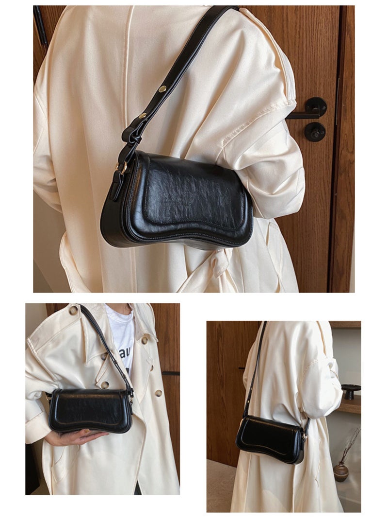PU leather solid color irregular underarm crossbody bag shoulder bag - Image 4