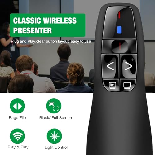 rts Wireless Laser Pointer Remote Controller Presenter for Presentation, with 2.4GHz USB Receiver Slide Changer, PPT Controller, Page Flip Buttons Pen, Power point, Keynote, Google Slides Prezi, IWORK - Image 3