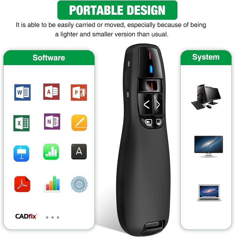 rts Wireless Laser Pointer Remote Controller Presenter for Presentation, with 2.4GHz USB Receiver Slide Changer, PPT Controller, Page Flip Buttons Pen, Power point, Keynote, Google Slides Prezi, IWORK - Image 2