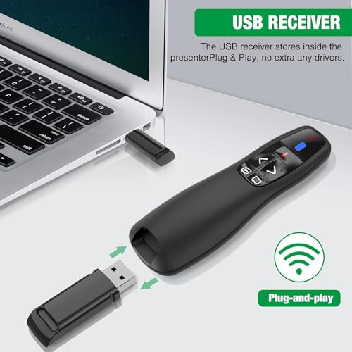 rts Wireless Laser Pointer Remote Controller Presenter for Presentation, with 2.4GHz USB Receiver Slide Changer, PPT Controller, Page Flip Buttons Pen, Power point, Keynote, Google Slides Prezi, IWORK - Image 5