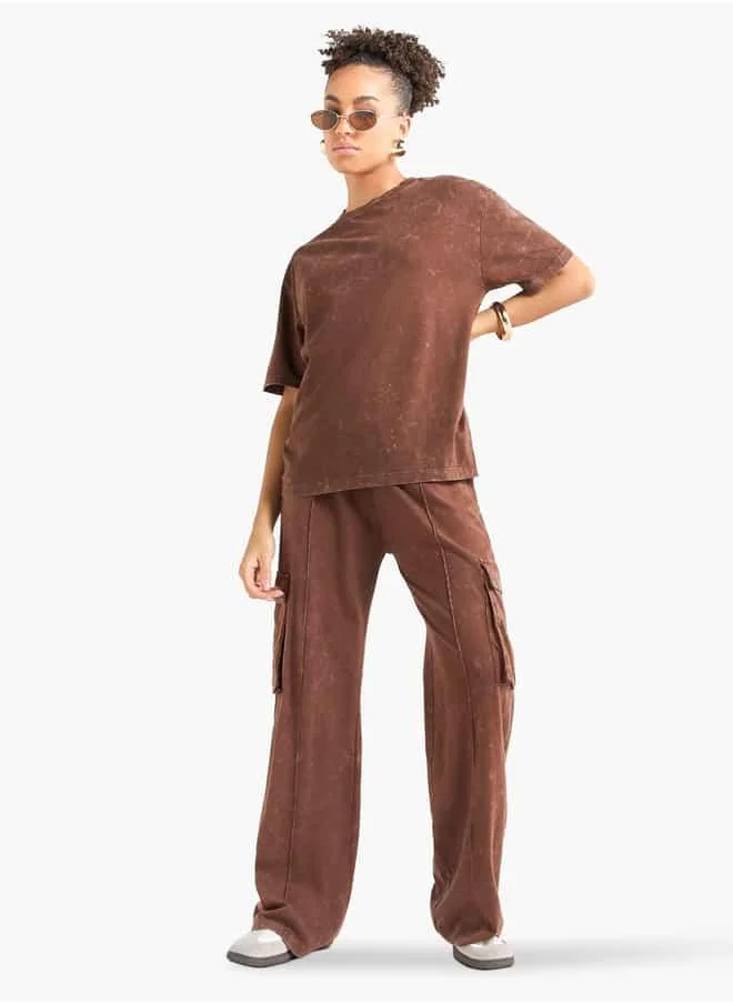 فاف Crew Neck Boxy T-shirt and Cargo Pants Set