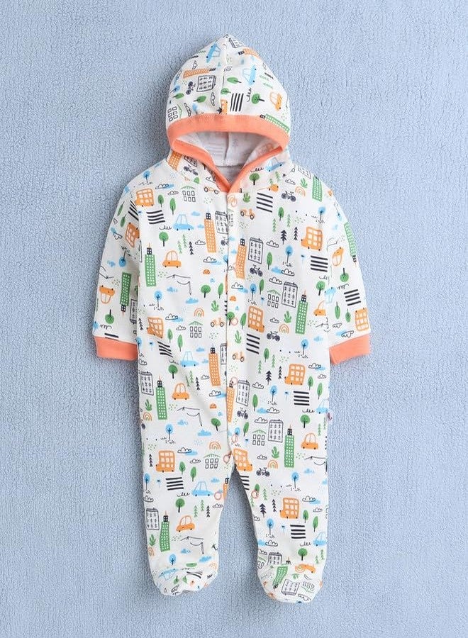 BUMZEE Orange & Cream Baby Boys Full Sleeves Sleepsuit with Hood Pack of 2 Age - New Born (Peb10017A-org) - Image 2