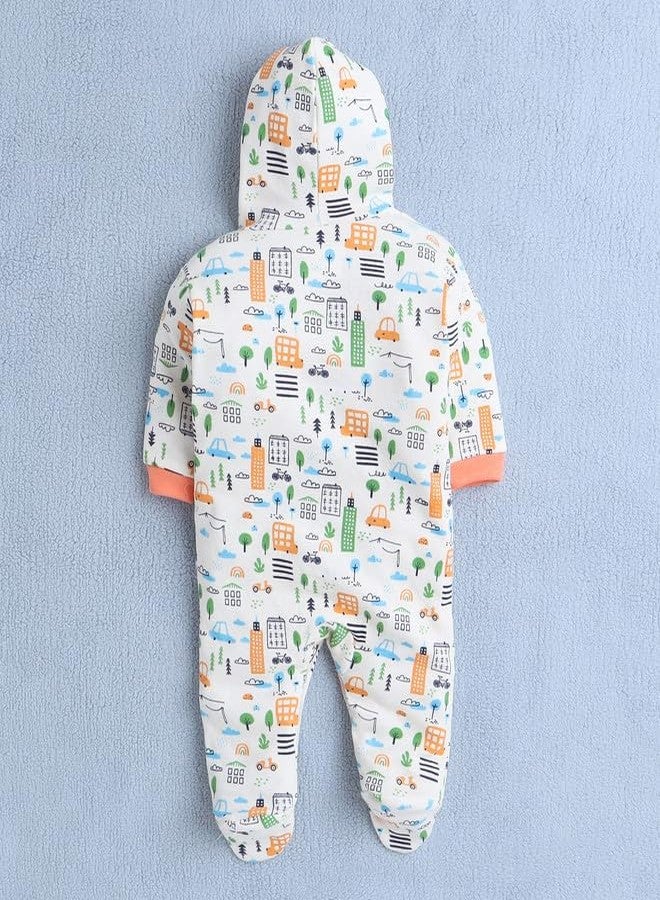 BUMZEE Orange & Cream Baby Boys Full Sleeves Sleepsuit with Hood Pack of 2 Age - New Born (Peb10017A-org) - Image 3