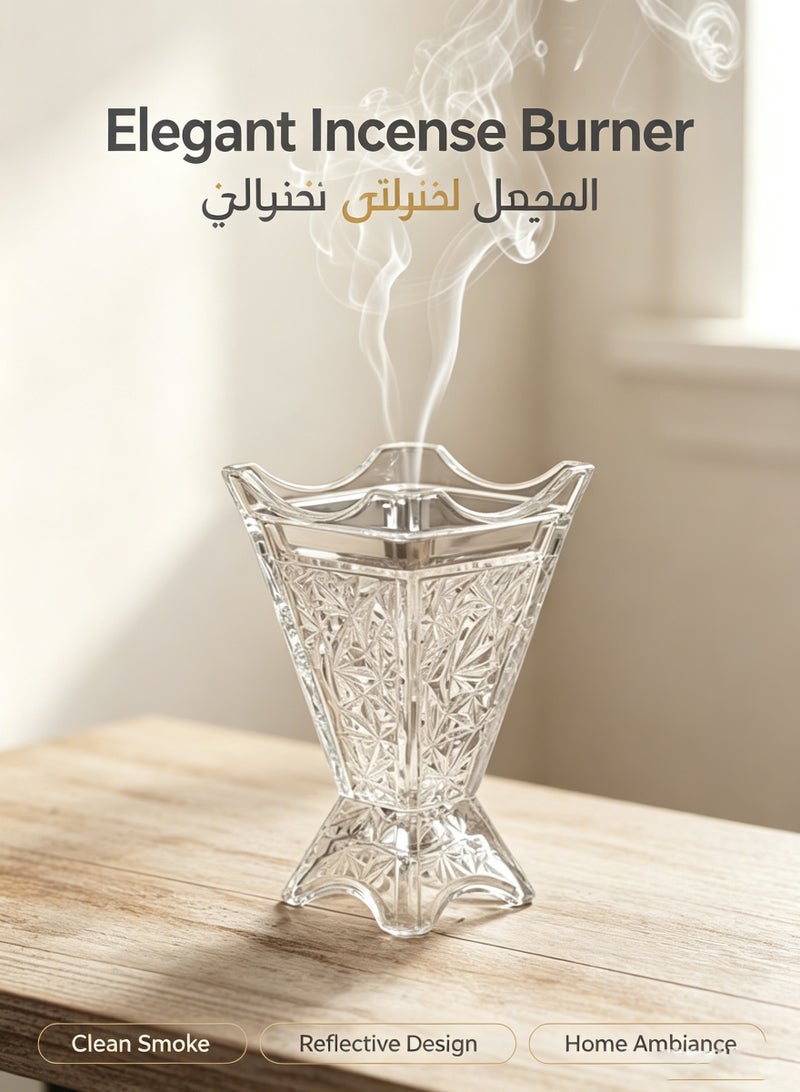 Monda Modern Silver Leaf Glass Incense Burner & Candle Holder – Minimalist Geometric Bakhoor Oud Holder for Home Decor, Wedding & Gift Use - Image 1