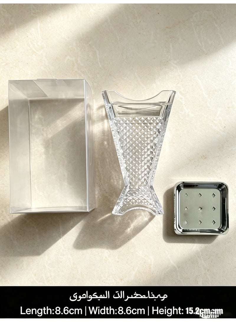Monda Modern Silver Leaf Glass Incense Burner & Candle Holder – Minimalist Geometric Bakhoor Oud Holder for Home Decor, Wedding & Gift Use - Image 4