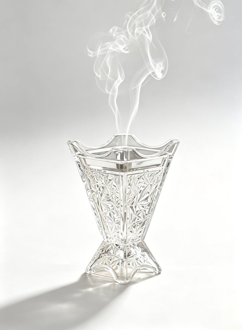 Monda Modern Silver Leaf Glass Incense Burner & Candle Holder – Minimalist Geometric Bakhoor Oud Holder for Home Decor, Wedding & Gift Use - Image 2