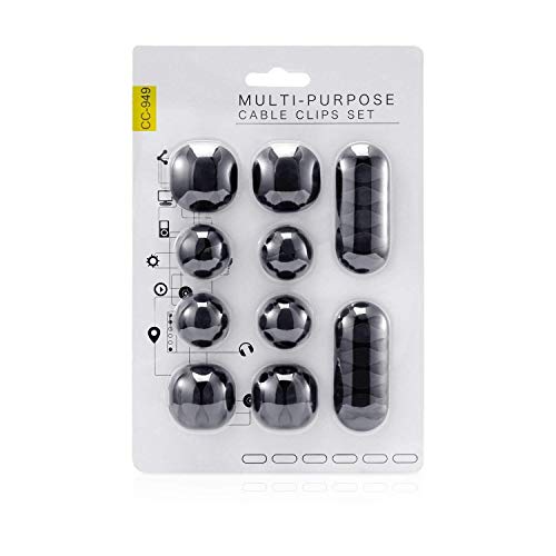we3 Cable Clips Cord Management with Back Adhesive Pack of 10 Desktop Cable Organizer Computer Charging or Mouse Cord Holder Wire Holder Protector(Black) - Image 2