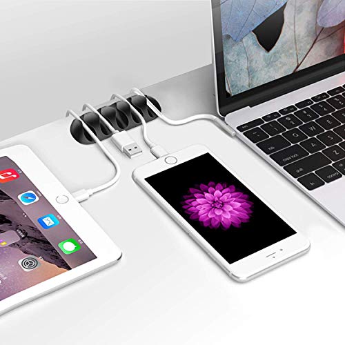 we3 Cable Clips Cord Management with Back Adhesive Pack of 10 Desktop Cable Organizer Computer Charging or Mouse Cord Holder Wire Holder Protector(Black) - Image 4