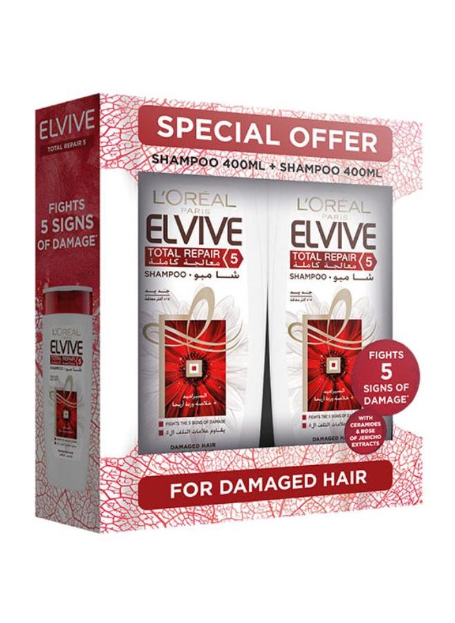 L'OREAL PARIS Elvive Total Repair 5 Shampoo 400 ml, Dual Pack  - Image 1