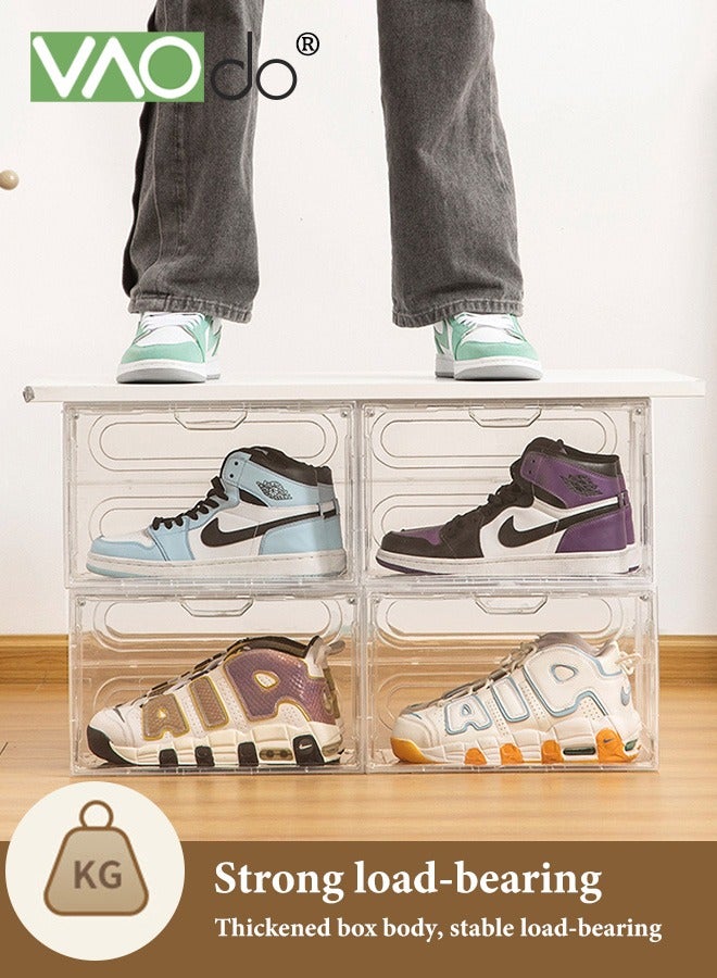 VAOdo 6 Pack Clear Shoe Boxes Stackable,Shoe Storage Boxes for Closet,Sturdy Shoe Box Storage Containers with Clear Door,Sneaker Storage,Easy to Assemble,Fit Up to Size 46 - Image 2