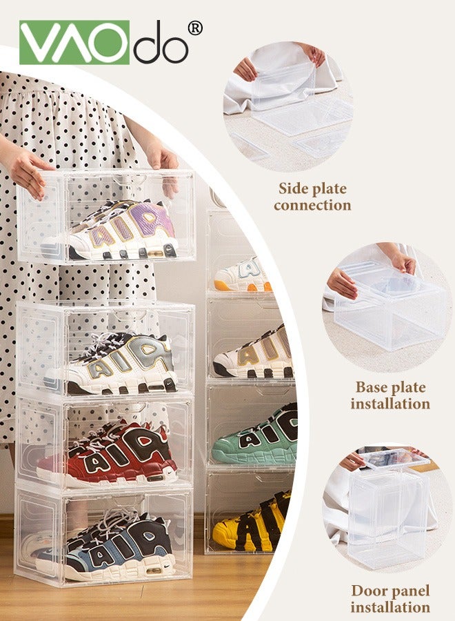 VAOdo 6 Pack Clear Shoe Boxes Stackable,Shoe Storage Boxes for Closet,Sturdy Shoe Box Storage Containers with Clear Door,Sneaker Storage,Easy to Assemble,Fit Up to Size 46 - Image 5