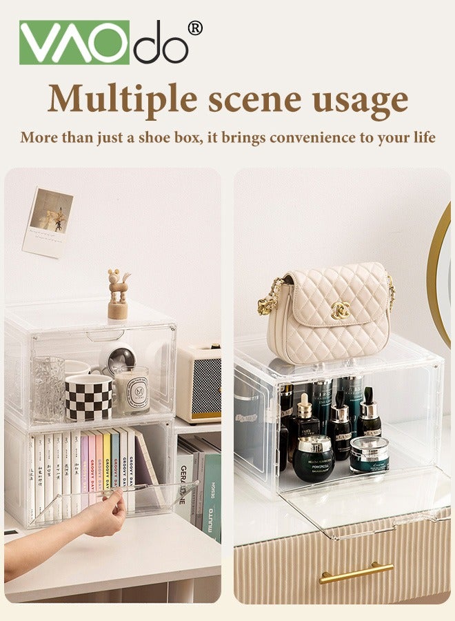 VAOdo 6 Pack Clear Shoe Boxes Stackable,Shoe Storage Boxes for Closet,Sturdy Shoe Box Storage Containers with Clear Door,Sneaker Storage,Easy to Assemble,Fit Up to Size 46 - Image 4