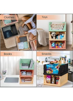 Kuber Industries Kuber Industries Pack of 3 Storage Organizer | Wardrobe Organizer For Clothes | Cloth Organizer | Foldable Shirt Stacker Box | Cloth Box for Almirah | Closet Storage Basket | Large | Pista Green  - Image 5