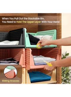 Kuber Industries Kuber Industries Pack of 3 Storage Organizer | Wardrobe Organizer For Clothes | Cloth Organizer | Foldable Shirt Stacker Box | Cloth Box for Almirah | Closet Storage Basket | Large | Pista Green  - Image 4