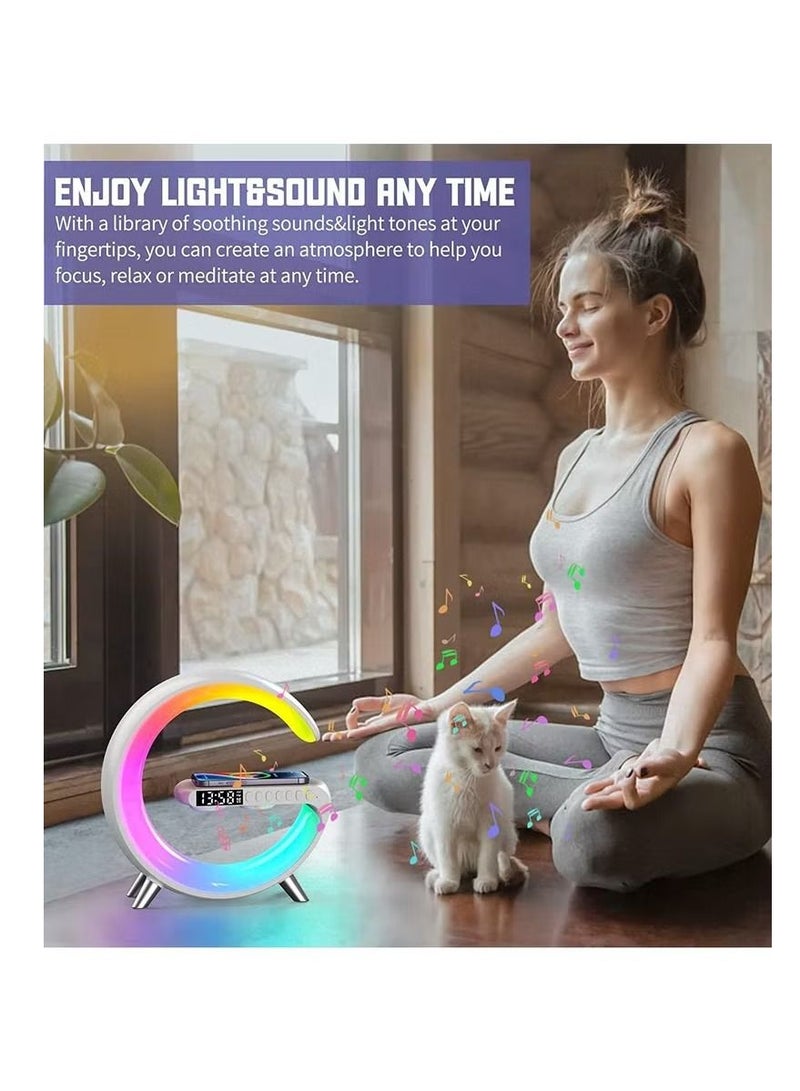Techie Multifunctional Alarm Clock Night Light Wireless Charging Bluetooth Speaker Smart APP Control - Image 3