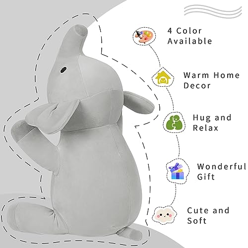 OurHonor 42lbs 24in Elephant Weighted Stuffed Animals Weighted Plush Gifts for Kids Adults Girls and BoysGrey - Image 5